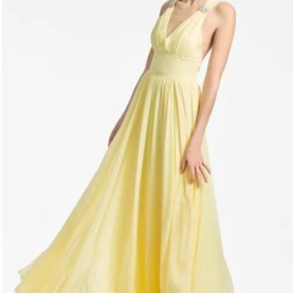Sachin + Babi Pale Yellow Maxi Gown